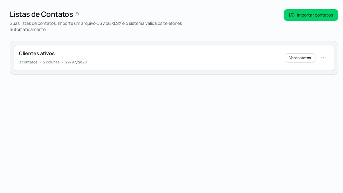 Tela de Listas & Importação no app Maiver